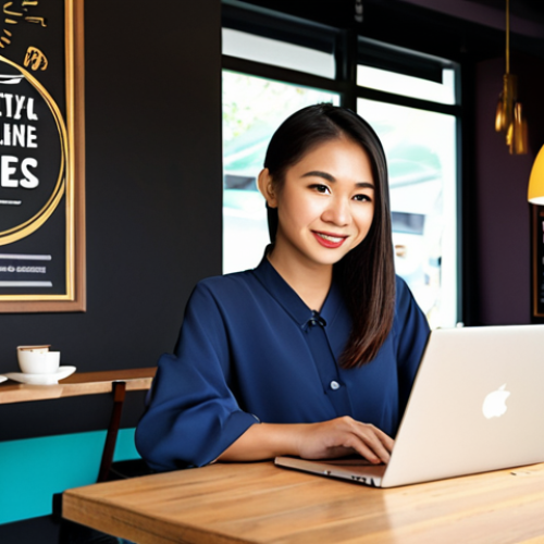 **

A vibrant and eye-catching graphic illustrating a Thai solo entrepreneur, radiating confidence. She is depicted working on a laptop in a modern, minimalist cafe. The background subtly incorporates elements of Thai culture and incorporates graphic icons representing "Niche Expertise," "Personal Branding," and "Valuable Content Creation." The overall feel is motivational and aspirational, suggesting success in a competitive market.

**